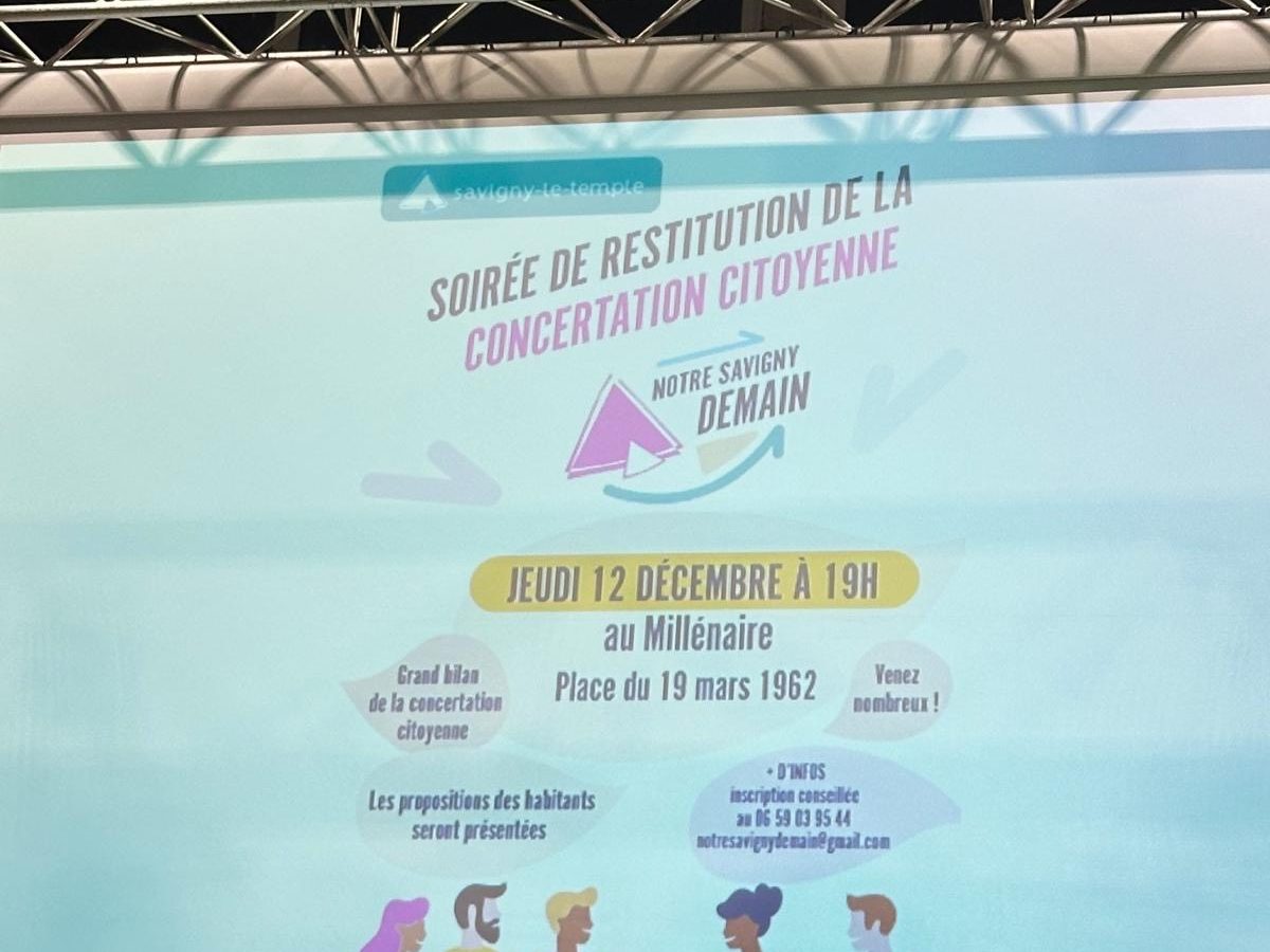 Rebondir Formation présent à la restitution de la concertation « Notre Savigny Demain »